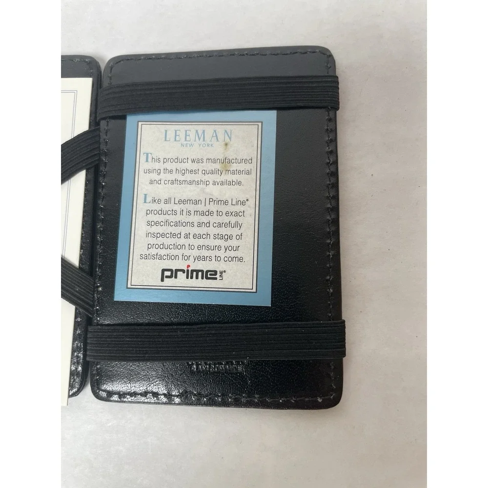 NEW In Box Leeman NY Black Leather 